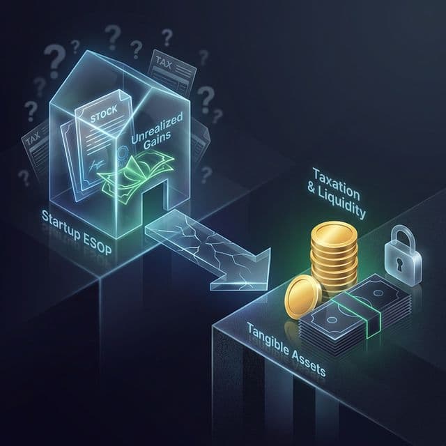 Startup ESOPs: Paper Wealth vs Real Cash (The Deep Tax Trap)