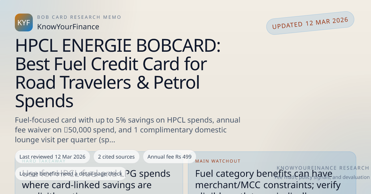 HPCL ENERGIE BOBCARD: Best Fuel Credit Card for Road Travelers & Petrol ...