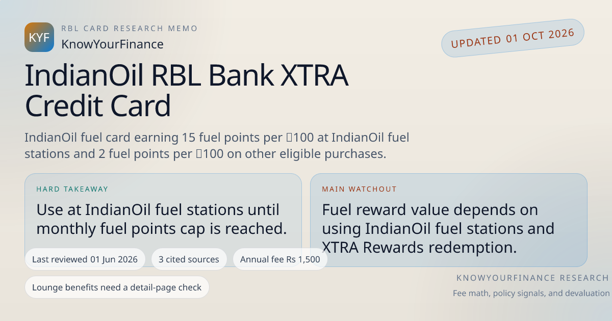 IndianOil RBL Bank XTRA Credit Card Review: MasterCard network, Fees ...